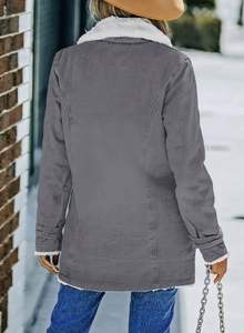 Chaqueta vaquera cálida de invierno para mujer, forro de lana con cuello levantado, abrigos vaqueros Sherpa, prendas de vestir exteriores más gruesas con bolsillos - Product Image 4