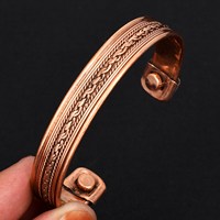 Bracelet en cuivre magnétique de style tibétain antique réglable unisexe, ensemble de 3 pièces, bracelet en cuivre pur, armure à la mode