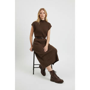 Vestido Largo de Punto sin Mangas con Cuello Alto para Mujer, Diseño Moderno a Rayas, Estilo Casual - Product Image 2