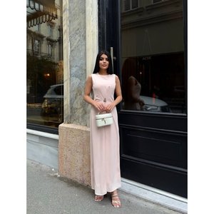 Vestido Maxi Tejido missJANELL para Mujer, Estilo Dubái con Detalle Frontal, Elegante Mezcla de Poliéster y Elastano Azul para Uso Casual o de Fiesta - Product Image 3