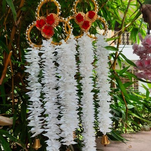Fleur de jasmin artificielle Gota suspendue avec des cloches pour la décoration de décors de mariage guirlandes tenture murale pour la maison Diwali décors - Product Image 1