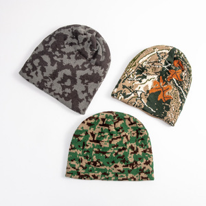 Gorro de Punto con Puño de Camuflaje, Gorro de Invierno de Punto Jacquard, Gorros de Punto - Product Image 3
