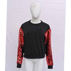 Nueva llegada cuello redondo lentejuelas manga larga transpirable venta al por mayor precio de fábrica día de juego para Mardi Gras mujeres sudaderas - Product Image 1