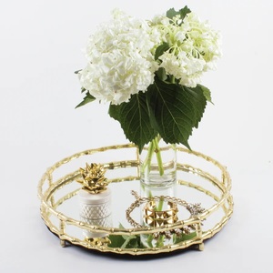 Gold Plating Metal Tray High Standard Quality Custom Size Shape Modern Style Wedding Use Restaurant Hotels <b>Tabletop</b> Serving - Product Image 1