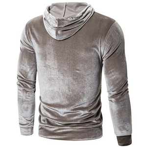 Sweat à capuche en velours pour hommes pull à manches longues doux chaud hiver sweat à capuche décontracté Streetwear sweats à capuche avec cordon hommes - Product Image 5