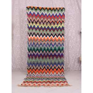 Auténtica Alfombra Marroquí Hecha a Mano, Boucherouite, Estilo Bohemio, Colorida, Vintage, Decoración Artesanal del Atlas - Product Image 1