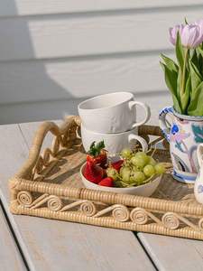 Bandeja de mimbre de bambú hecha a mano, bandeja de mimbre con asa tejida, bandejas de corte de alimentos de pared alta redondas hechas a mano, multiusos - Product Image 5