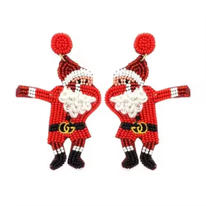 Pendientes bordados de semillas de árbol de Navidad hechos a mano personalizados, abalorios de perlas de diamantes festivos, regalo de joyería de boda para vacaciones - Product Image 4