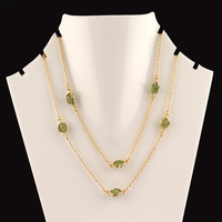Collier de pierre de naissance d'août plaqué or 24 carats, nouveau design tendance avec diamant péridot brut naturel, bijoux à chaînes superposées pour femmes