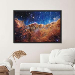 Tableau imprimé sur toile : Télescope James Webb, Nébuleuse Carina, toile encadrée noire - Product Image 1