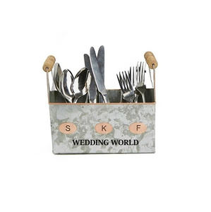 Vintage Galvanized Utensil Holder Premium Quality Handmade Flatware <b>Caddy</b> Top Selling Designer Utensil <b>Caddy</b> - Product Image 4