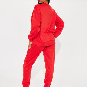 Conjunto de sudadera y pantalón de chándal informal de 2 piezas para mujer Logotipo personalizado 100% Algodón Patrón sólido Technics de invierno Impreso - Product Image 3