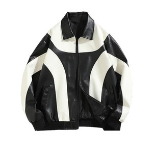 Hot Selling Leather Jackets Latest Drop Shoulder Style Customized Street Wear Breathable <b>Cheap</b> Price Casual Leather Jackets - Product Image 1