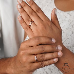 Anillo de Boda Silverings de Plata de Ley 925, Anillo de Amor 'Mi Corazón para el Tuyo' con Diamante Geométrico, Chapado en Rodio y Engastado - Product Image 1