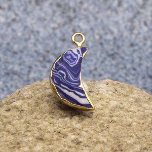 เครื่องประดับอัญมณีแจสเปอร์สีฟ้าทองเหลืองทำด้วยมือชุบทองด้วยไฟฟ้าขนาด8x16มม. - Product Image 2