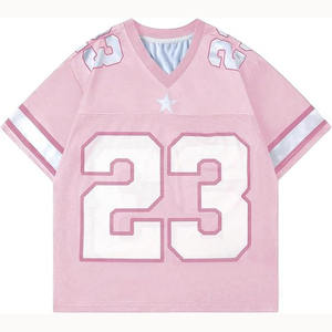 Camiseta Deportiva de Fútbol de Manga Corta con Cuello en V, Corte Holgado, Transpirable, Estilo Urbano, para Hombre - Product Image 1