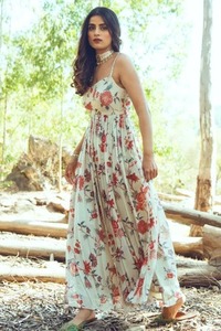 Vestido largo Floral con estampado de algodón con bloque de mano indio, ropa de verano informal con estilo para niñas, regalo de dama de honor de ajuste moderno - Product Image 4