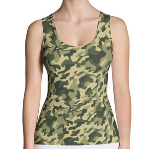 Camiseta sin mangas de entrenamiento de algodón camuflado de alta calidad con logotipo personalizado OEM para mujer - Product Image 1