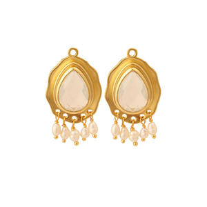 Componentes para encontrar joyas, amatista en forma de pera y perla, piedra preciosa chapada en oro, conector delicado, joyería - Product Image 2