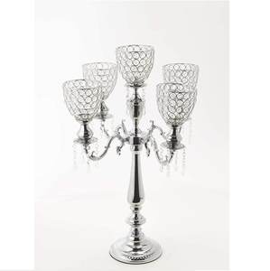 Candelabro de 5 brazos de aluminio y metal, candelabro de bola de cristal, acabado en plata, decoración del hogar de tamaño personalizado, nuevo diseño - Product Image 4