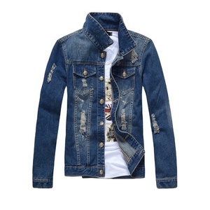 Veste en jean Slim Fit 2023 pour hommes Veste d'hiver pour hommes OEM sur mesure avec logo personnalisé brodé Veste en jean bleu délavé - Product Image 2