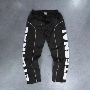 Pantalon de survêtement décontracté personnalisé Baggy ample jambe large toile poids moyen coupe-vent hommes délavés taille haute de haute qualité - Product Image 4
