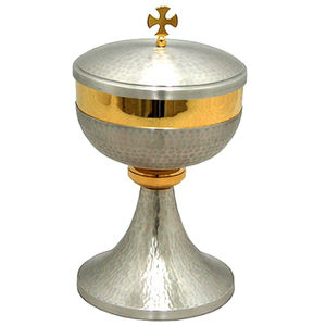 Ciborio creativo Chapado en plata y oro con tapa cruzada, cáliz de Metal martillado para altar de Iglesia, recipiente litúrgico sagrado - Product Image 4