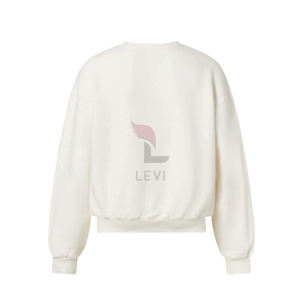 เสื้อสเวตเตอร์ของผู้ชายผ้าคอตตอนผสมโอเวอร์ไซส์พิมพ์โลโก้สีทึบแขนยาว - Product Image 2