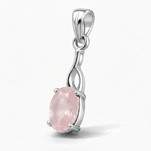 Trendy Wholesale Sterling Silver Rhodium Plated Oval Cut <b>Rose</b> <b>Quartz</b> Pendant-Handmade Minimalist Gift FOR Her Dainty <b>Jewelry</b> - Product Image 3