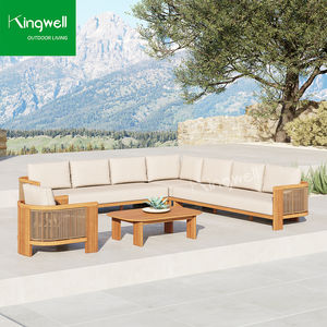 Ensemble de canapés d'extérieur modernes de luxe et durables en bois de teck meubles de patio canapés combinés pour cour et jardin villa et hôtel de villégiature - Product Image 1