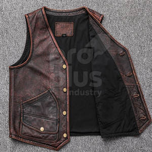 Gilet en cuir véritable pour homme, décontracté, respirant, écologique, veste d'extérieur de haute qualité - Product Image 2