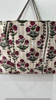 Sac fourre-tout réversible en coton matelassé imprimé à la main, grand format, écologique, tendance, ouvert, robuste, pour les courses, toutes saisons