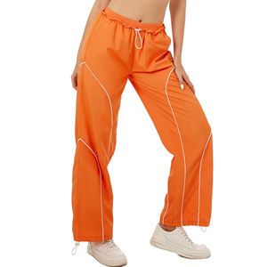 Pantalones de paracaídas elásticos de pierna ancha con cordón de cintura alta para mujer, ropa de calle, pantalones de cintura alta, pantalones Cargo para mujer - Product Image 1