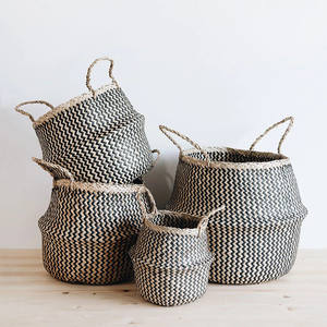 Multifunctional <b>Seagrass</b> Storage Belly <b>Baskets</b> for Plants Interior Home Decorative <b>Basket</b> Planters - Product Image 1
