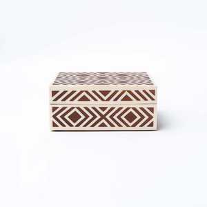 Caja de joyería rectangular hecha a mano Almacenamiento de incrustaciones de hueso de alta calidad impresa con láser de madera y bambú para el hogar Hotel restaurante boda - Product Image 3