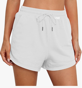 2024 short de survêtement en coton pour femmes à la mode avec poches mi-taille cordon été entraînement course décontracté salon Shorts - Product Image 3