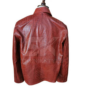 Chaqueta de Cuero Croc de Diseñador para Hombre, Corte Clásico, Abrigo Informal de Moda para Invierno, Chaqueta de Cuero con Textura Croc para Hombre - Product Image 5