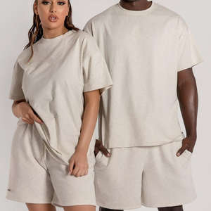 Survêtement en tissu éponge décontracté deux pièces personnalisé OEM T-Shirt de jogging thermique respirant et ensemble short d'été taille surdimensionnée - Product Image 3