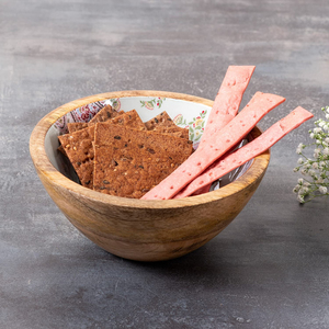 This Stunning Wooden Bowl Features a Polished Exterior Enamel Printed Inside Tabletop <b>Dinnerware</b> Rice Serving Bowl Kitchenware - Product Image 4