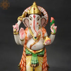 独特的流行节日大理石Ganesh雕像美丽梦幻设计高品质白色石材印度制造产品散装