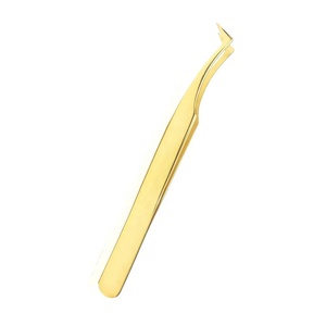 Professional High Quality Stainless Steel Volume Tip Eyelash Extension Tweezers Gold Plated Smooth Grip Lash <b>Applicator</b> Tool - Product Image 1