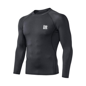 Chemise de compression de musculation pour hommes du fabricant Tissu tricoté respirant à manches longues Impression solide à séchage rapide Slim - Product Image 1