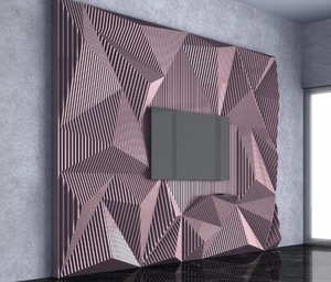 Décoration murale suspendue en bois faite à la main, design Art déco moderne, pour unité TV, anniversaire - Product Image 2