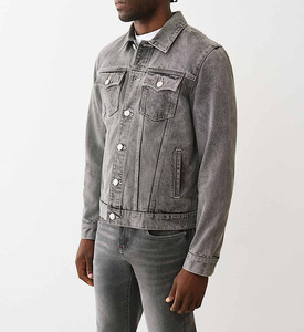 Veste en jean de luxe pour hommes veste élégante à manches longues en jean délavé boutonné veste personnalisée vintage street wear pour hommes vente en gros - Product Image 2