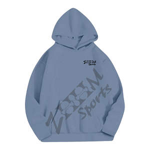 Sudadera con capucha de punto forrada para mujer, oversize, estampada, de manga larga, color liso, casual, con logo frontal, ODM, para otoño e invierno - Product Image 1