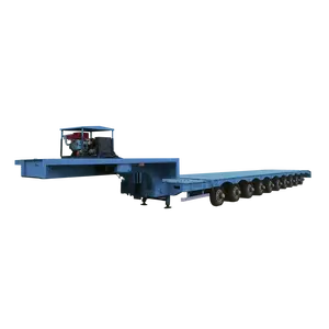 Wholesale Factory Price 150 ton 45FT 17m 3 Lines 4 Axle Dolly or Hydraulic RAM Hydraulic Gooseneck Low Bed Semi Trailer