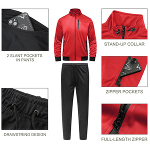 Chándal Profesional Ligero y Seco con Cremallera, Color Negro y Rojo, 100% Poliéster Fleece, Fabricado Profesionalmente para el Invierno - Product Image 6