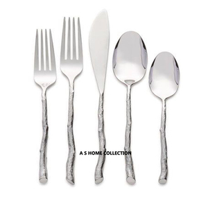 Ensemble de 3 couverts plaqués argent avec poignée en forme de feuille, service de fantaisie fabriqué à la main pour la décoration et les célébrations - Product Image 4