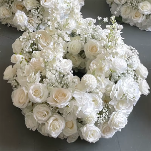 Guirlande <span class=keywords><strong>de</strong></span> roses blanches artificielles <span class=keywords><strong>de</strong></span> 50 cm et 60 cm, petite boule <span class=keywords><strong>de</strong></span> fleurs, centre <span class=keywords><strong>de</strong></span> table pour décoration <span class=keywords><strong>de</strong></span> mariage - Vente chaude - Product Image 1