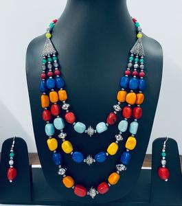 Collar de cuentas químicas con forma ovalada 1,5, colgante de Cuentas grandes y pendientes, collar de cuentas para mujeres y niñas - Product Image 1